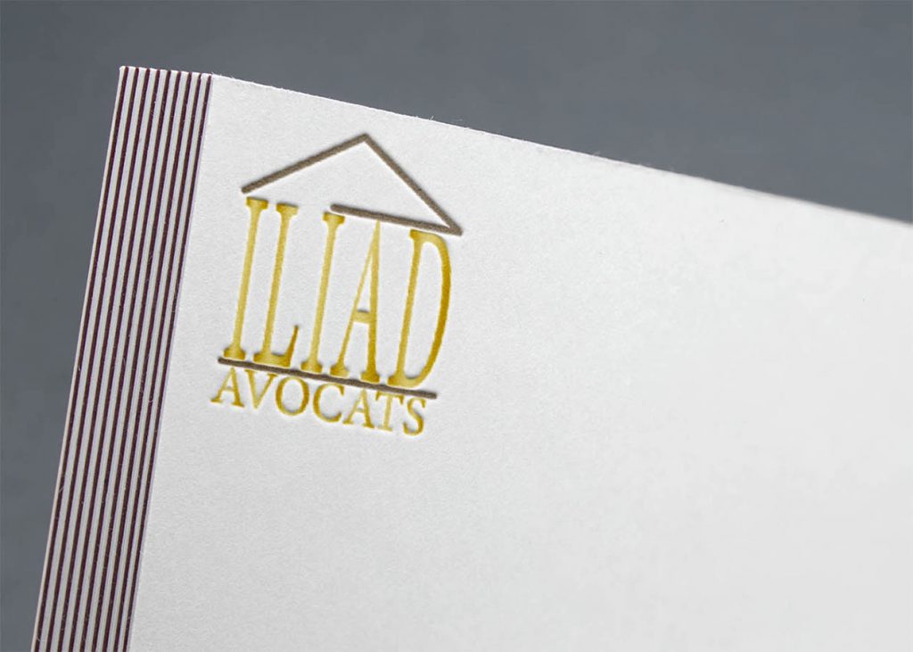 Logo cabinet d'avocats sur carte de visite