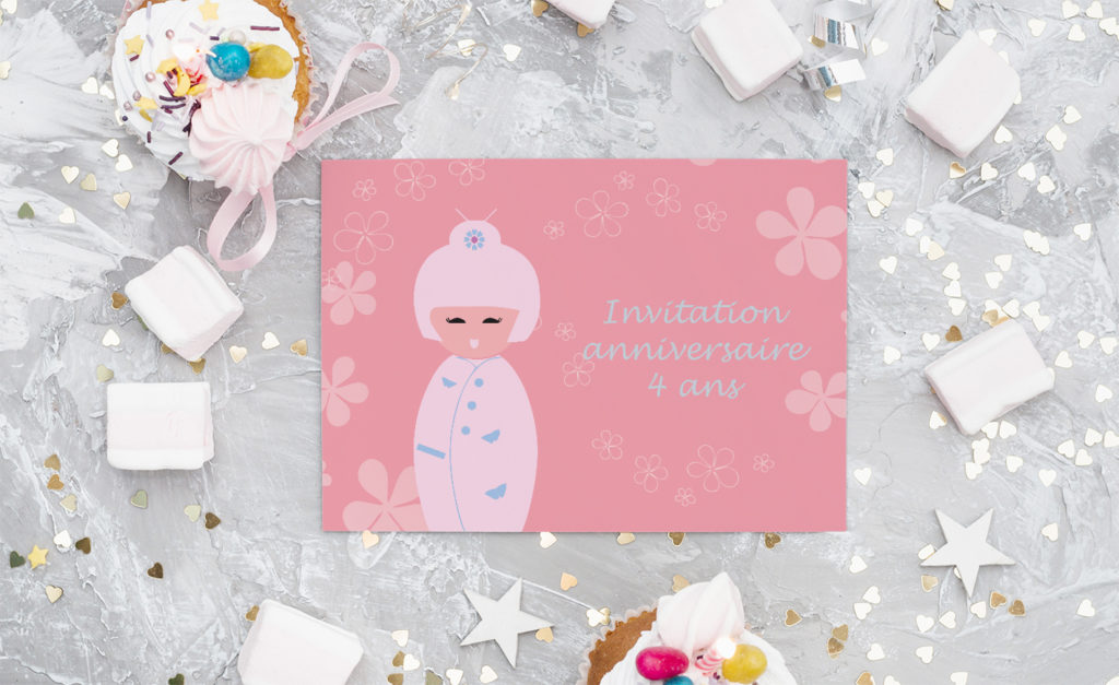 Réalisation d'un carton d'anniversaire pour fillette de 4 ans
